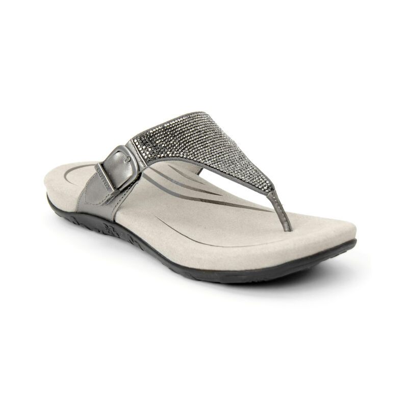 Aetrex | Women's Rae Adjustable Thong Sandal-Gunmetal | New Arrivals