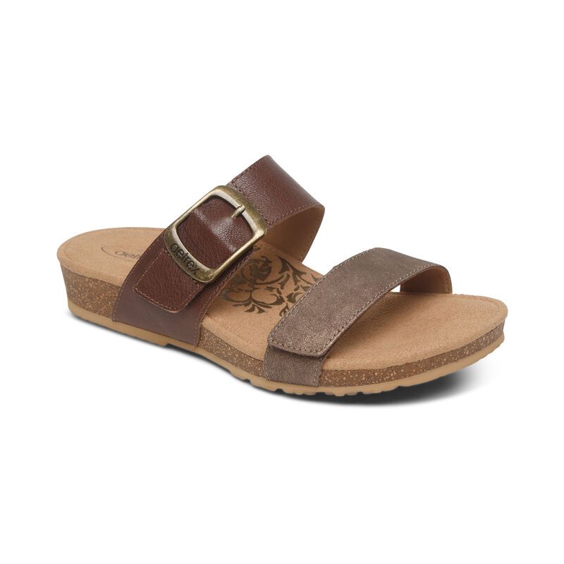 Aetrex | Women's Daisy Adjustable Slide-Brown | New Arrivals