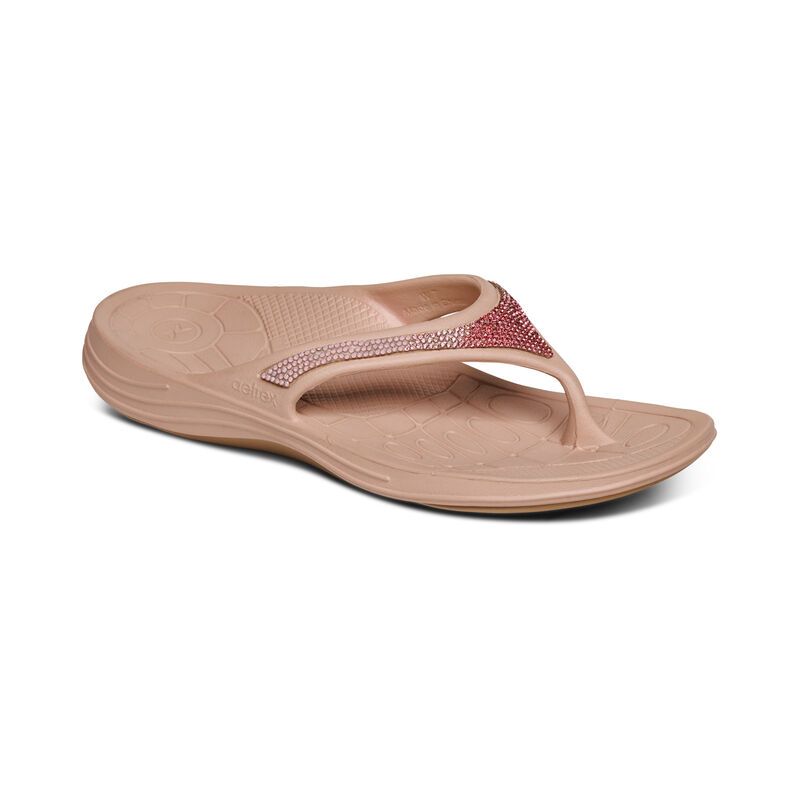 Aetrex | Women's Fiji Orthotic Flips - Women-Pink Sparkle | New Arrivals