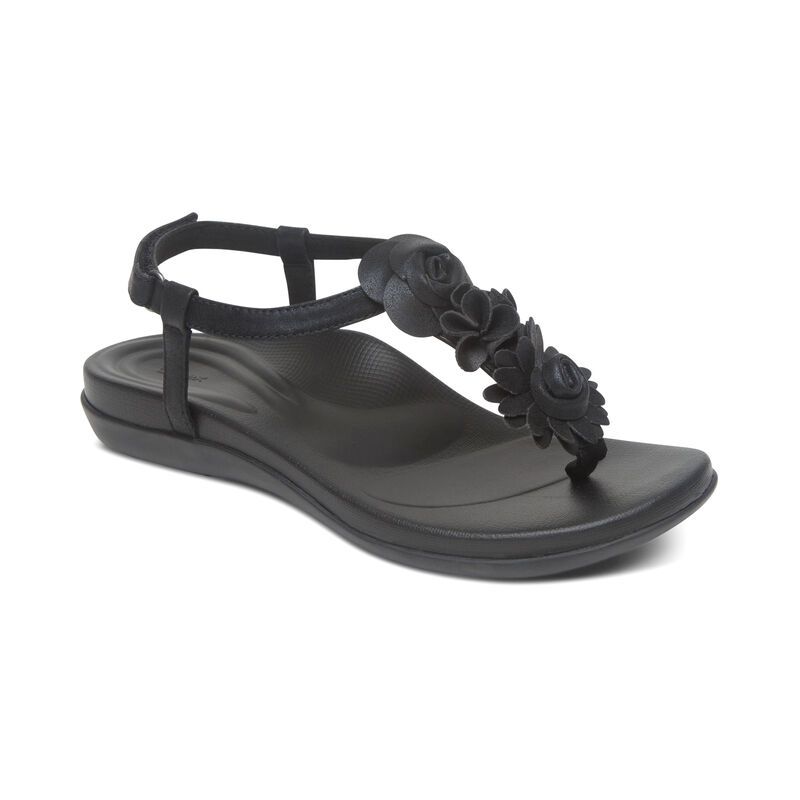 Aetrex | Women's Charli Thong Sandal-Black | New Arrivals