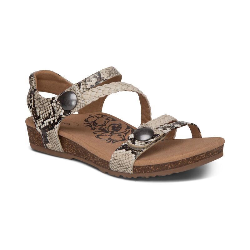 Aetrex | Women's Jillian Braided Quarter Strap Sandal-Snake | New Arrivals