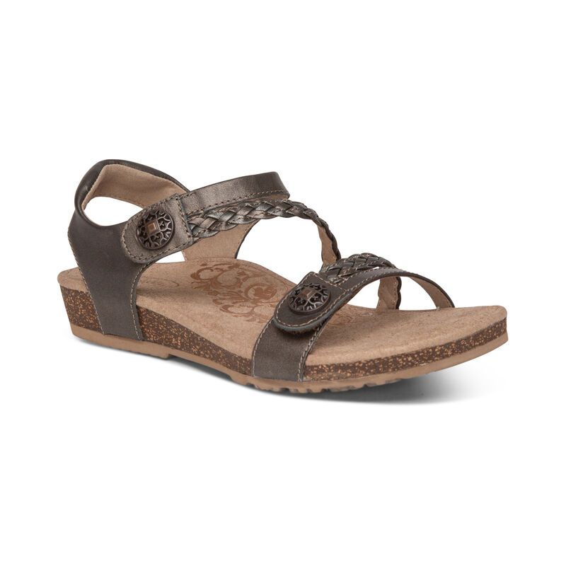 Aetrex | Women's Jillian Braided Quarter Strap Sandal-Bronze | New Arrivals