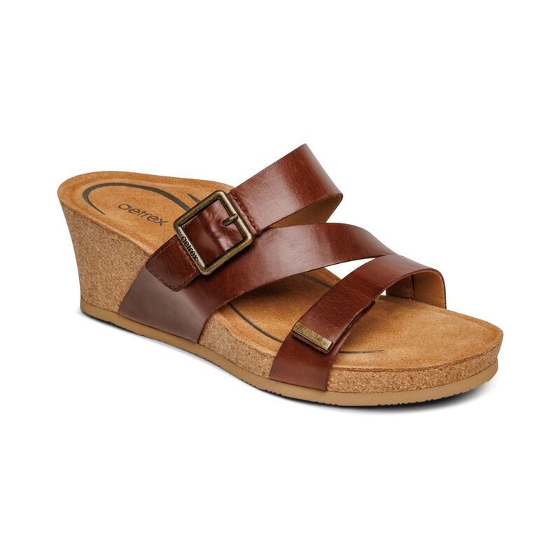 Aetrex | Women's Kimmy Arch Support Wedge-Walnut | New Arrivals