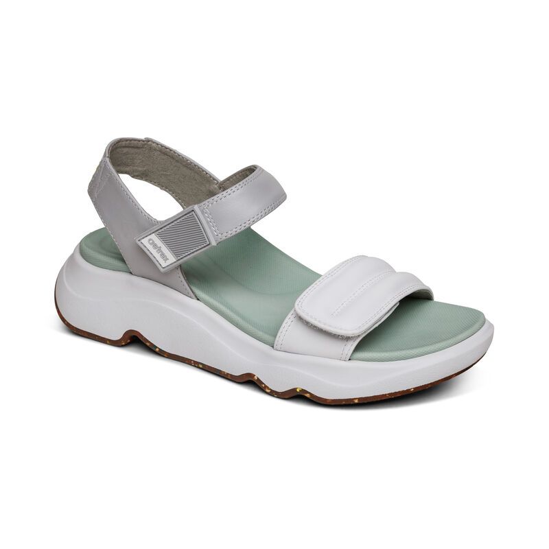 Aetrex | Women's Whit Water-Friendly Sport Sandal-Mint White | New Arrivals