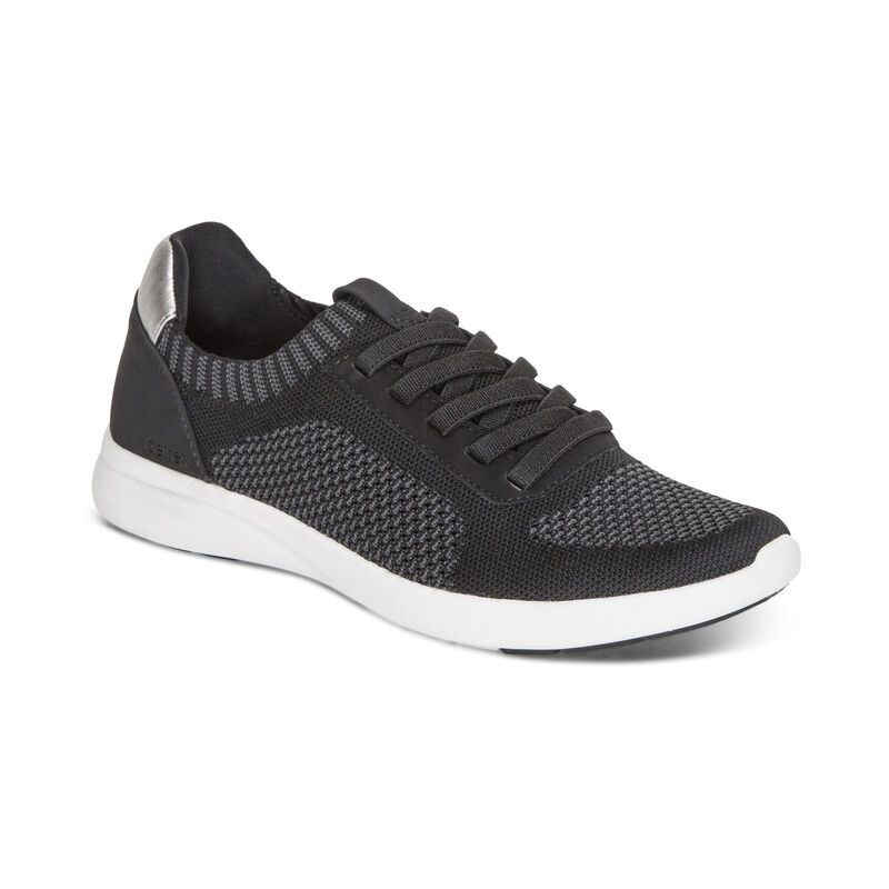 Aetrex | Women's Teagan Arch Support Sneakers-Black | New Arrivals