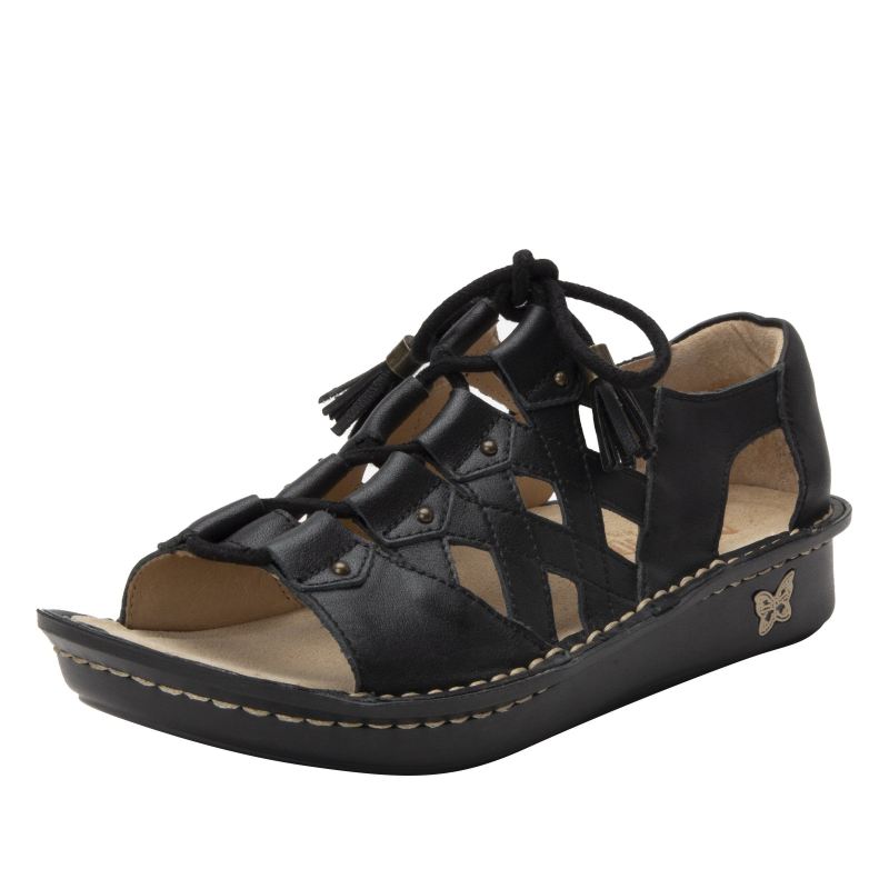 Alegria Women's Valerie Black Burnish Sandals