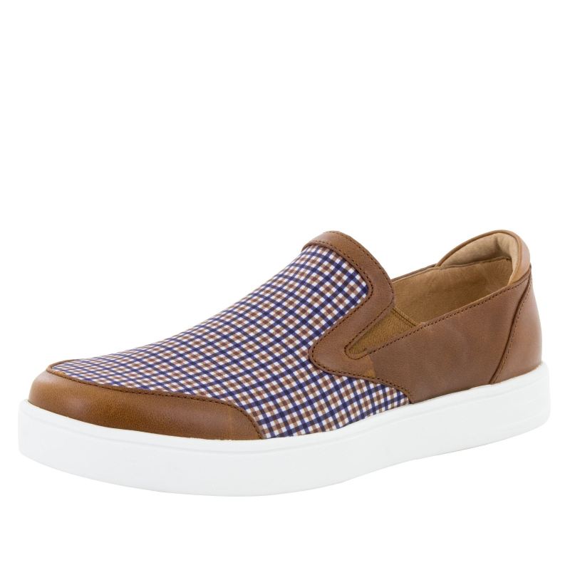 Alegria Men's Bender Tan Plaid Shoes