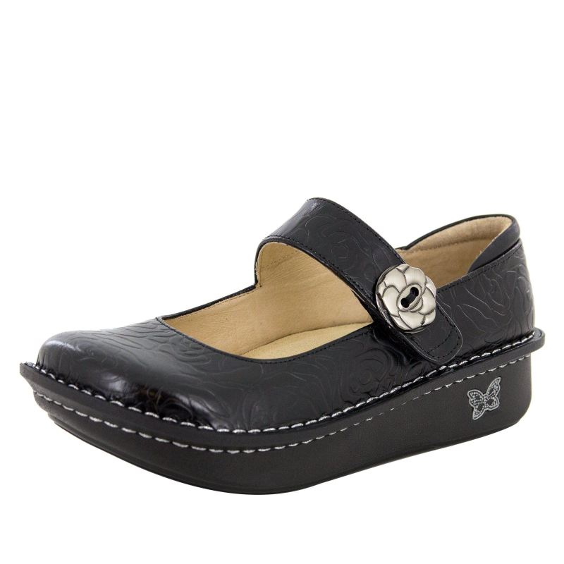 Alegria Women's Paloma Black Embossed Rose Mary Jane