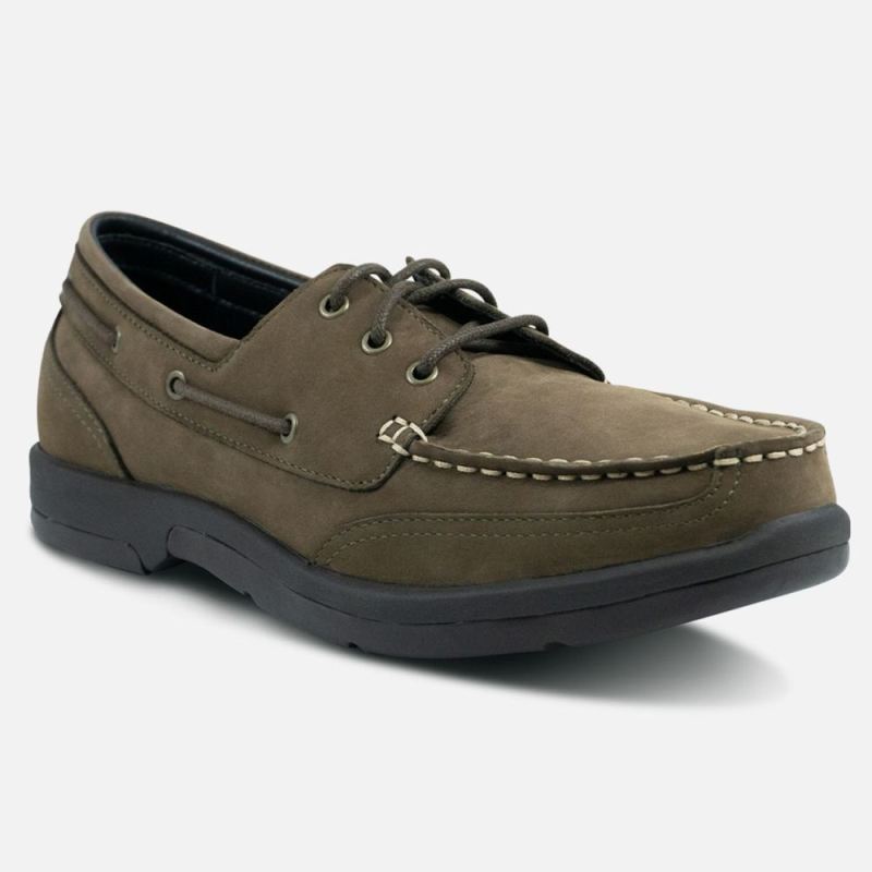 Apex Men's Orthopedic Boat Shoe - Dark Brown | Canada New Arrivals