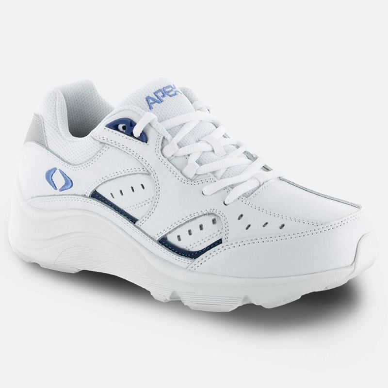 Apex Women's Lace Walking Shoe - V-Last - White/Periwinkle | Canada New Arrivals