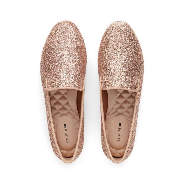 Birdies - Women's The Starling-Pink Glitter Flat-Disco Ball Glitter