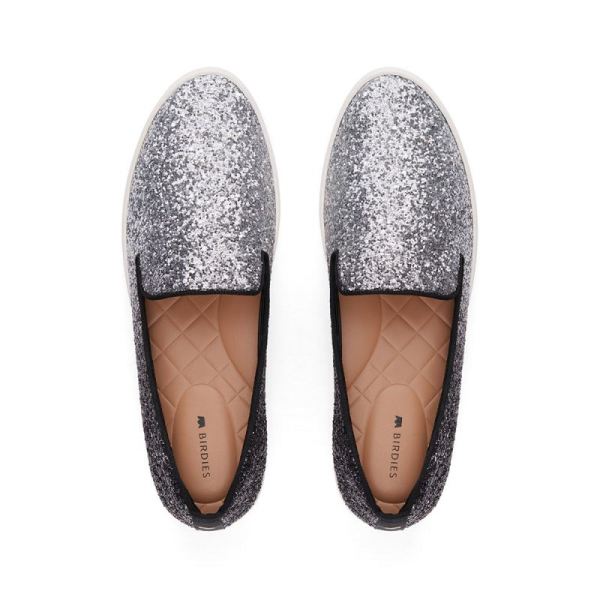 Birdies - Women's The Swift-Silver Glitter Shoes-Crushed Chrome - Click Image to Close