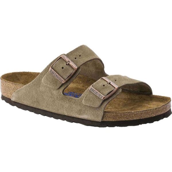 Birkenstock Arizona Suede with Soft Footbed Slide Taupe Suede with Soft Footbed - Click Image to Close