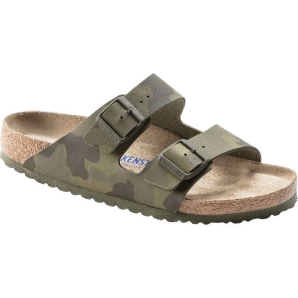 Men's Birkenstock Arizona Soft Footbed Birko-Flor Slide Desert Soil Camo Green Birko-Flor - Click Image to Close