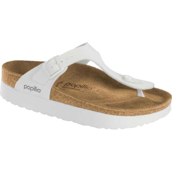 Women's Birkenstock Papillio Gizeh Platform Thong Sandal White Birko-Flor