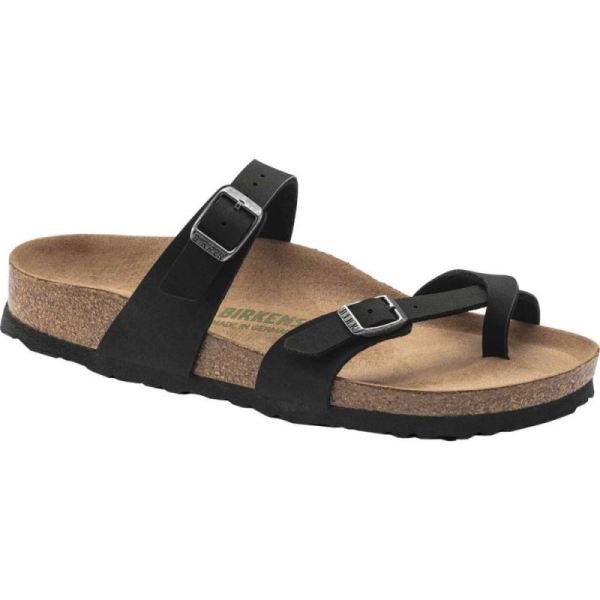 Women's Birkenstock Mayari Vegan Toe Loop Sandal Black Birkibuc