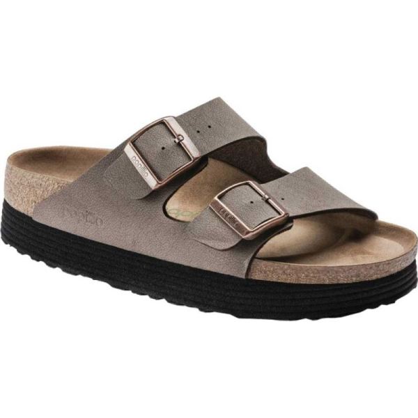 Women's Birkenstock Arizona Platform Vegan Slide Mocha Birko-Flor