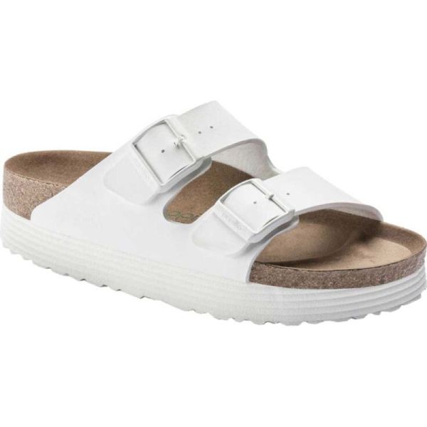 Women's Birkenstock Arizona Platform Vegan Slide White Birko-Flor