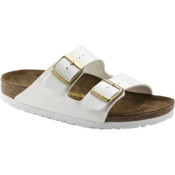 Women's Birkenstock Arizona Birko-Flor Slide White Patent Birko-Flor