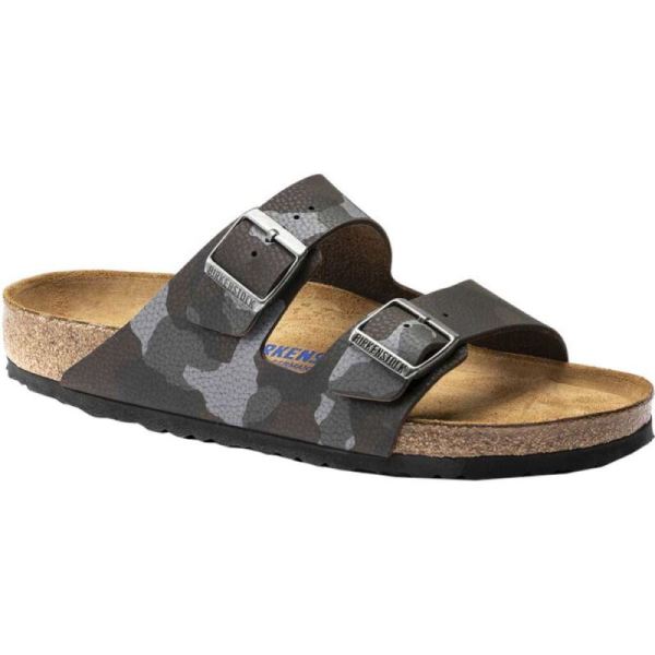 Men's Birkenstock Arizona Soft Footbed Birko-Flor Slide Desert Soil Camo Brown Birko Flor - Click Image to Close