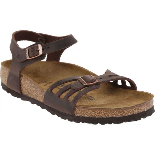 Women's Birkenstock Bali Ankle Strap Cork Sandal Habana Oiled Leather