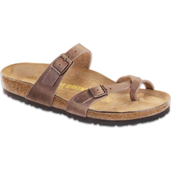 Women's Birkenstock Mayari Oiled Leather Thong Sandal Tobacco Oiled Leather - Click Image to Close