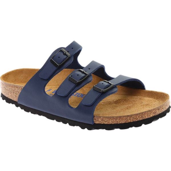 Women's Birkenstock Florida Birko-Flor Soft Footbed Slide Navy Birko-Flor