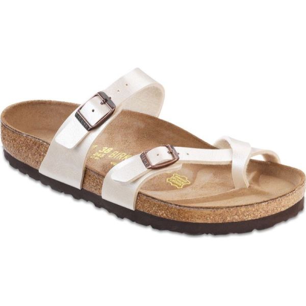 Women's Birkenstock Mayari Birko Flor Strappy Sandal Graceful Pearl White Birko-Flor