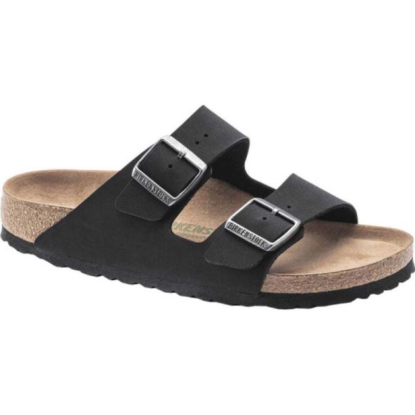 Women's Birkenstock Arizona Vegan Slide Black Birkibuc - Click Image to Close