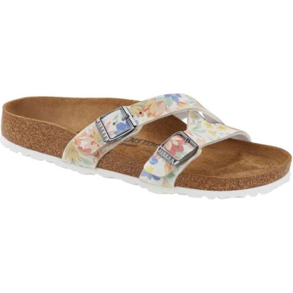 Women's Birkenstock Yao Birko-Flor Slide Supernatural Flower White Birko-Flor - Click Image to Close