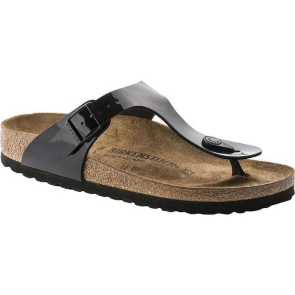 Women's Birkenstock Gizeh Birko Flor Thong Sandal Black Patent Birko Flor - Click Image to Close