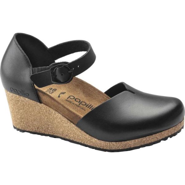 Women's Birkenstock Papillio Mary Wedge Closed Toe Sandal Black Leather 2