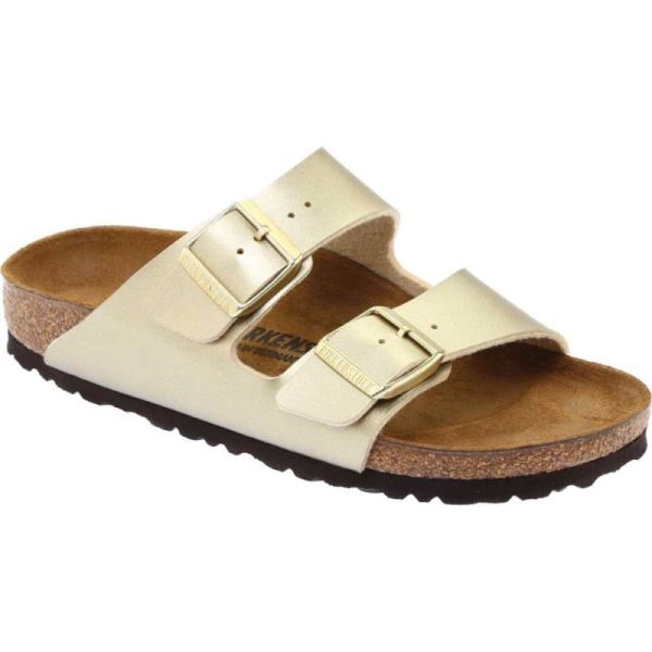 Women's Birkenstock Arizona Birko-Flor Slide Gold Birko-Flor - Click Image to Close