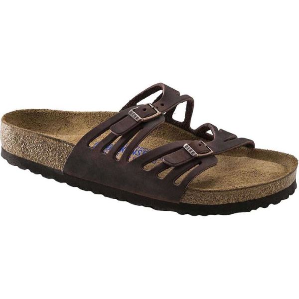 Women's Birkenstock Granada Soft Footbed Slide Habana Oiled Leather - Click Image to Close