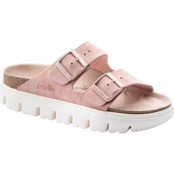 Women's Birkenstock Arizona Chunky Two Strap Slide Soft Pink Suede