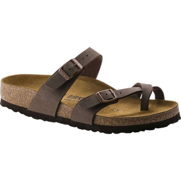 Women's Birkenstock Mayari Birkibuc Strappy Sandal Mocha - Click Image to Close