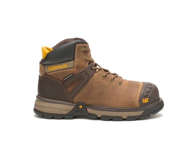 Cat - Excavator Superlite Waterproof Soft Toe Work Boot Dark Beige - Click Image to Close