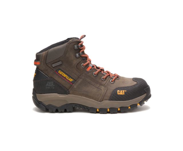 Cat - Navigator Mid Waterproof Steel Toe Work Boot Dark Gull Grey - Click Image to Close