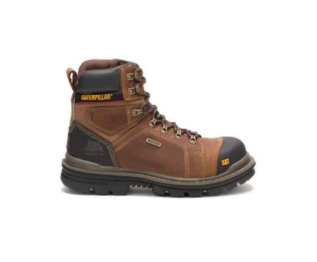 Cat - Hauler 6" Waterproof Composite Toe Work Boot Dark Beige - Click Image to Close