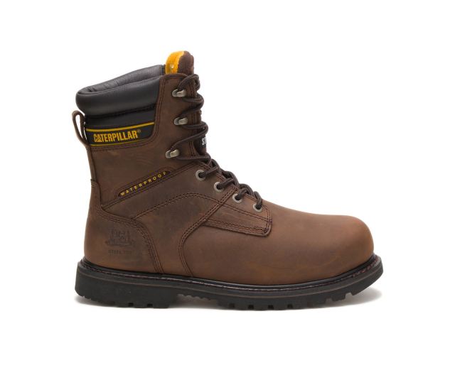 Cat - Salvo 8" Waterproof Steel Toe Thinsulate™ Work Boot Dark Brown - Click Image to Close