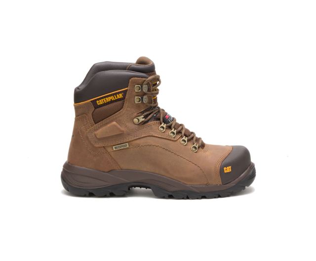 Cat - Diagnostic Hi Waterproof Thinsulate™ Steel Toe Work Boot Dark Beige