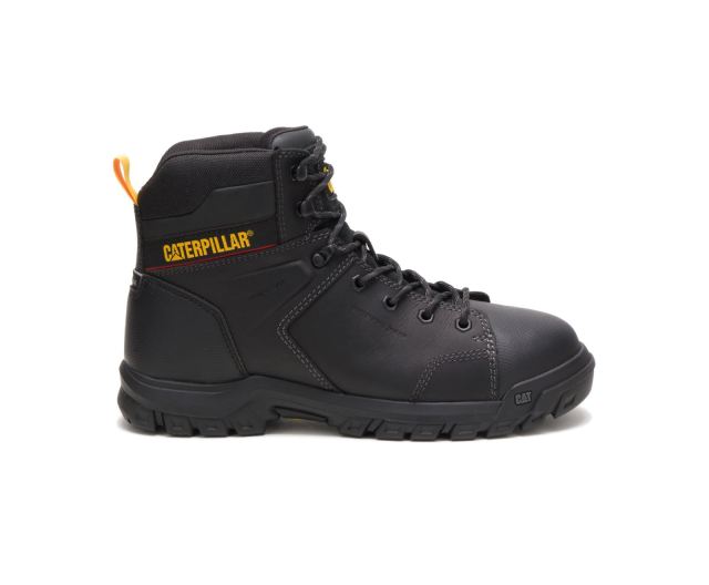 Cat - Wellspring Waterproof Metatarsal Guard Steel Toe Work Boot Black - Click Image to Close