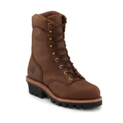 CHIPPEWA BOOTS | MEN'S TAN WATERPROOF LOGGER WORK BOOTS - STEEL TOE-TAN