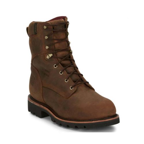 CHIPPEWA BOOTS | MEN'S WATERPROOF WORK BOOTS - STEEL TOE-BROWNSelect Color: Brown