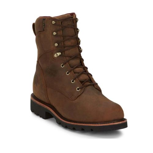 CHIPPEWA BOOTS | MEN'S WATERPROOF WORK BOOTS - SOFT TOE-BROWN