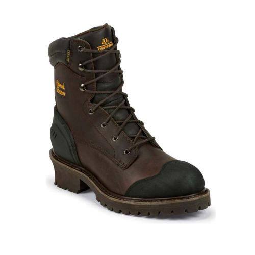 CHIPPEWA BOOTS | MEN'S WATERPROOF COMPOSITE TOE LOGGER BOOTS-CHOCOLATE