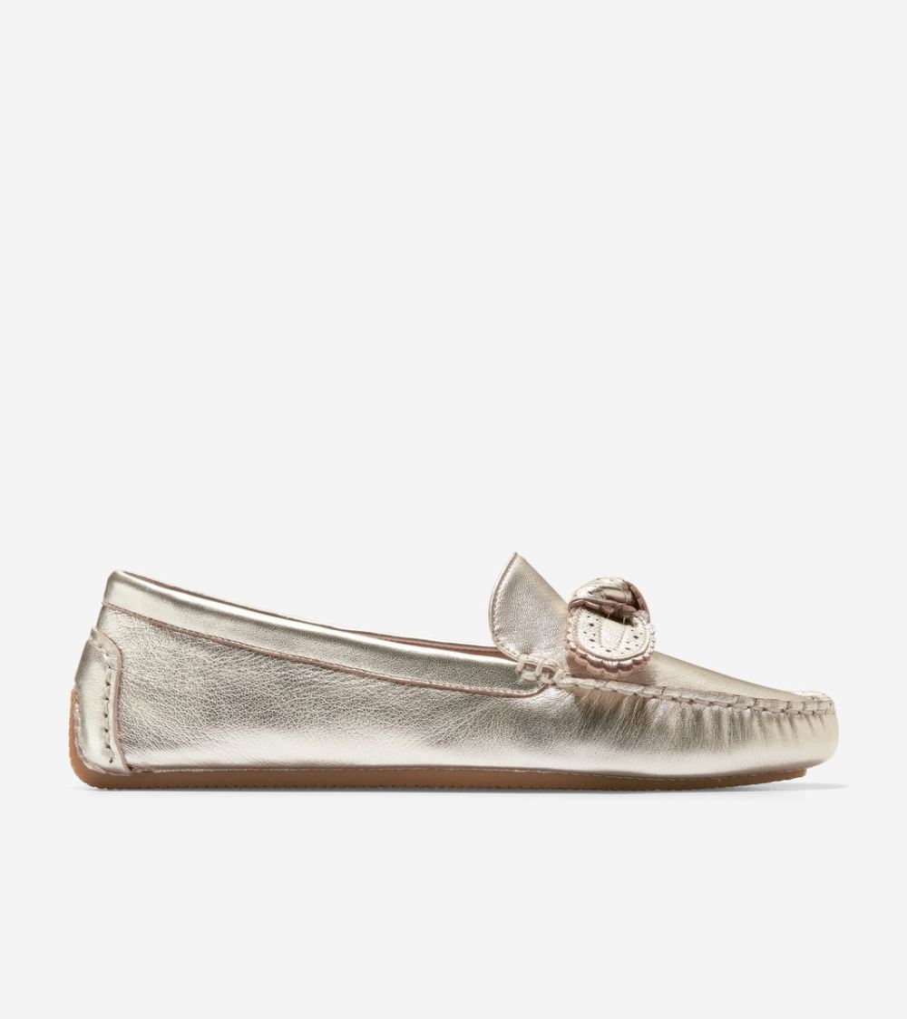 Cole Haan Free Shipping Women's Bellport Bow Drivers - Soft Gold Cole Haan Free Shipping Women's Bellport Bow Drivers - Soft Gold