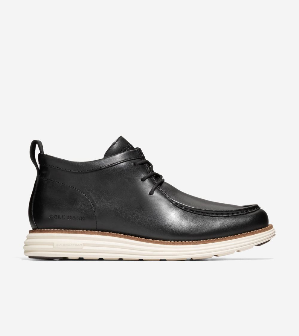 Cole Haan Free Shipping Men's OriginalGrand Moc Toe Chukka Boot - Black-Natural-Ivory Cole Haan Free Shipping Men's OriginalGrand Moc Toe Chukka Boot - Black-Natural-Ivory