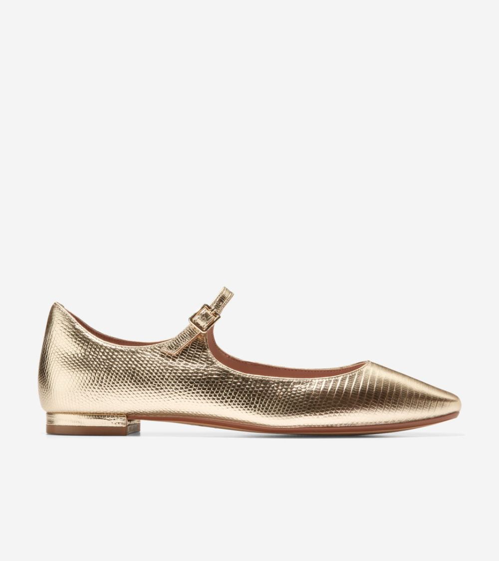 Cole Haan Free Shipping Women's Bridge MaryJane Ballet - Gold Lizard Print-Gold Cole Haan Free Shipping Women's Bridge MaryJane Ballet - Gold Lizard Print-Gold
