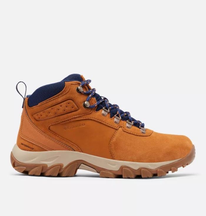 Columbia Men's Newton Ridge Plus II Suede Waterproof Hiking Boot-Caramel, Blue Shadow | Canada Outlet - Click Image to Close